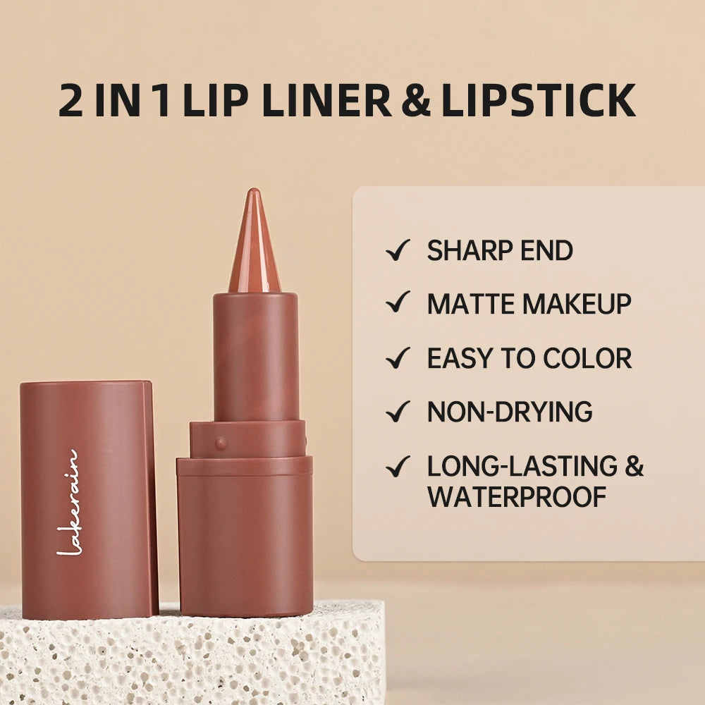 Liner Lipstick 6Colors Matte Black Brown Velvet Lipstick Waterproof Non Sticky Contouring Tint Lipliner Crayon Lip Makeup mbzr