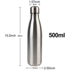 500ml Thermos For Sport Bottles Double-Wall Insulated Vacuum Flask BPA Free Thermos Stainless Steel Water Bottle Cola Water Beer mbzr