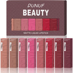 8pcs/set Matte Velvet Lip Gloss Lipstick Lip Stain Waterproof Non-transfer Highly Pigmented Nude Red Y2K Sexy Daily&Party Makeup mbzr