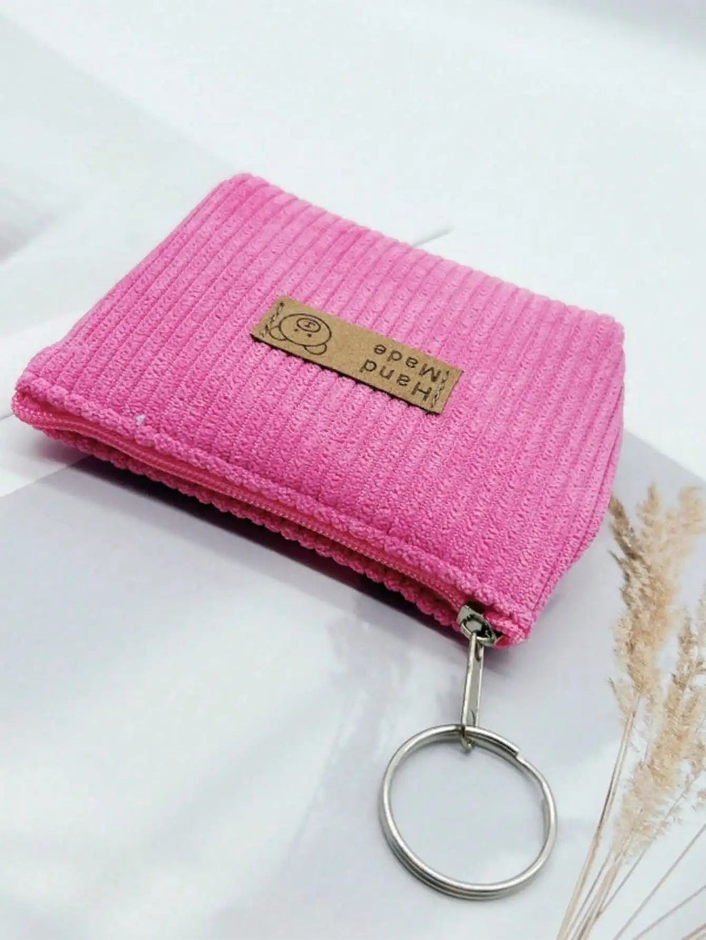 Fashion Mini Corduroy Coin Purses with Keychain - Casual Stylish Storage Pouch mbzr