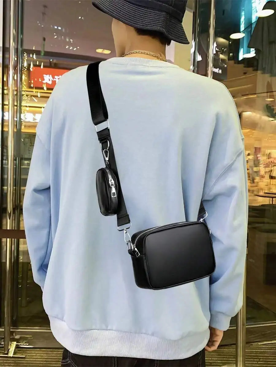 Men's Lightweight Crossbody Bag with Zipper & Slit Pocket