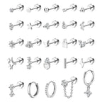 Bobisty 1pc Earrings for Sensitive Ears Surgical Stainless Steel Earrings for Women Dainty Flat Back Earring Stud Hoop Cartilage