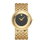 YaLaLuSi Full Gold Hollow Chain Ladies Watch Minimal Rhinestone Dot Dial Luxury Quartz Wristwatch Elegant Women  Gift