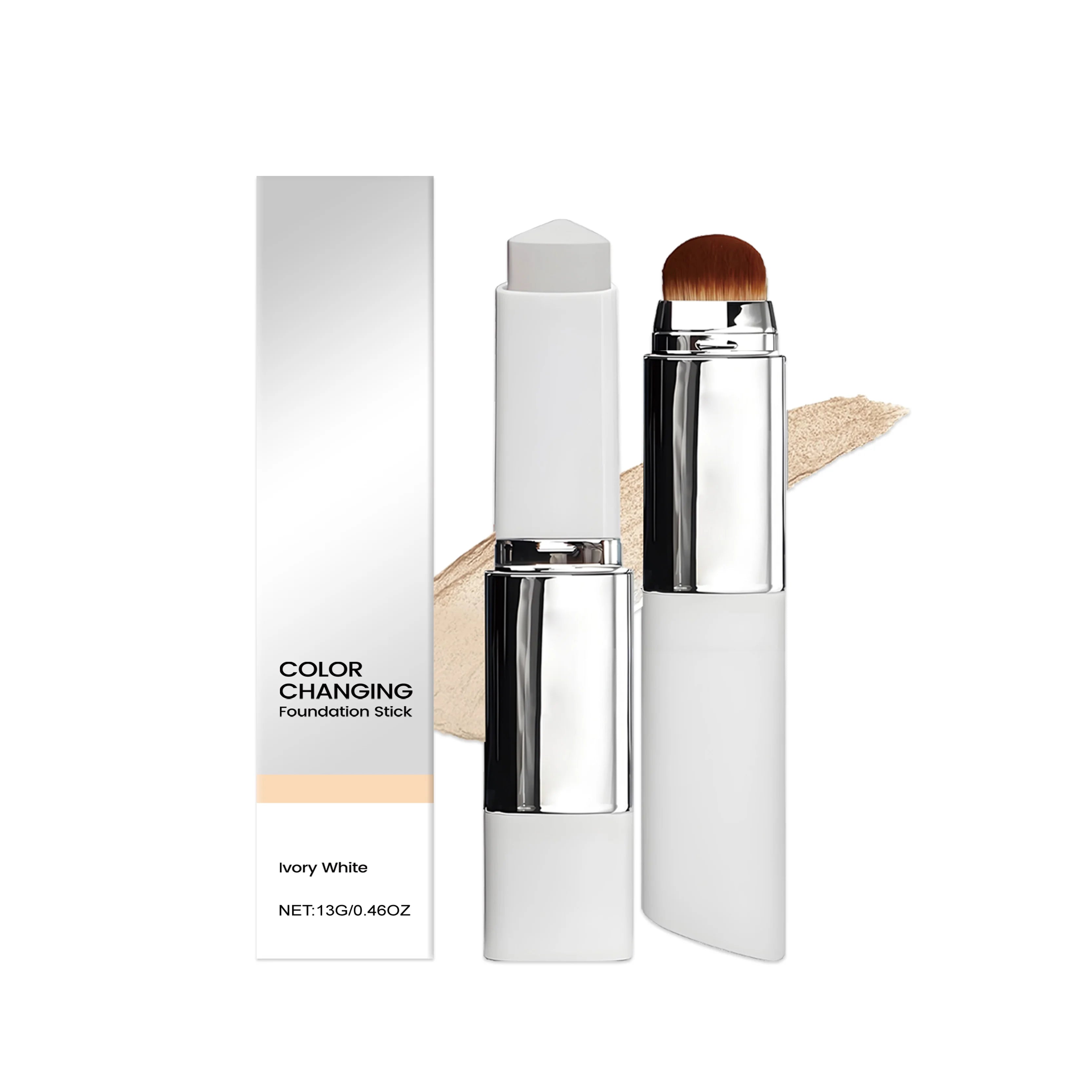 Color Changing Foundation Stick Waterproof Sweatproof Lightening Full Coverage Concealer 2 in 1 Stick Foundation Makeup Brushes mbzr