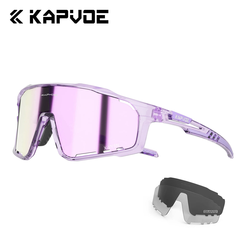 KAPVOE New Outdoor Photochromic Cycling Sunglasses hiking eyewear Men Bike Glasses Sports Mountain Climbing Women MTB Bike Glasses UV400 Pickleball Baseball Tennis Goggles