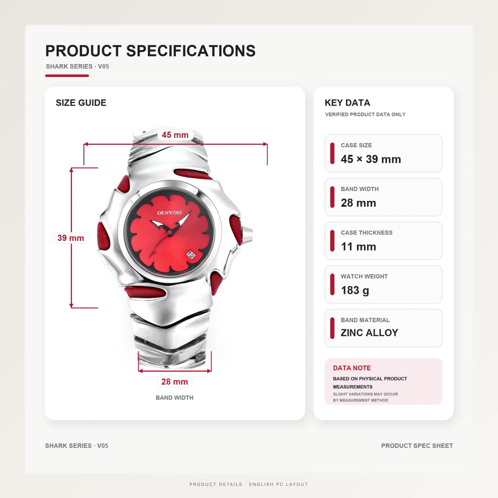 DENVOSI Futuristic Sport Watch Irregular Shark Wave Design Analog Quartz Metal Band for Men and Women