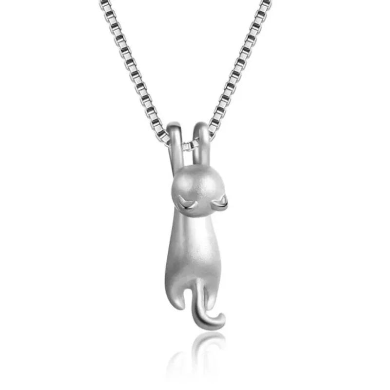 Popular 925 Sterling Silver Jewelry Fashion Simple Animal Cute Kitty Clavicle Chain Pendant Cat Necklaces XL003 925 sterling silver mbzr