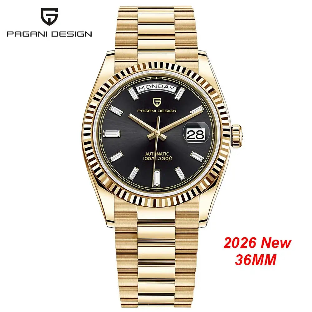PAGANI DESIGN New Gold DD36 Men's Watches Luxury Automatic Watch Men AR Sapphire Glass Mechanical Wristwatch Men ST16 Movt Clock