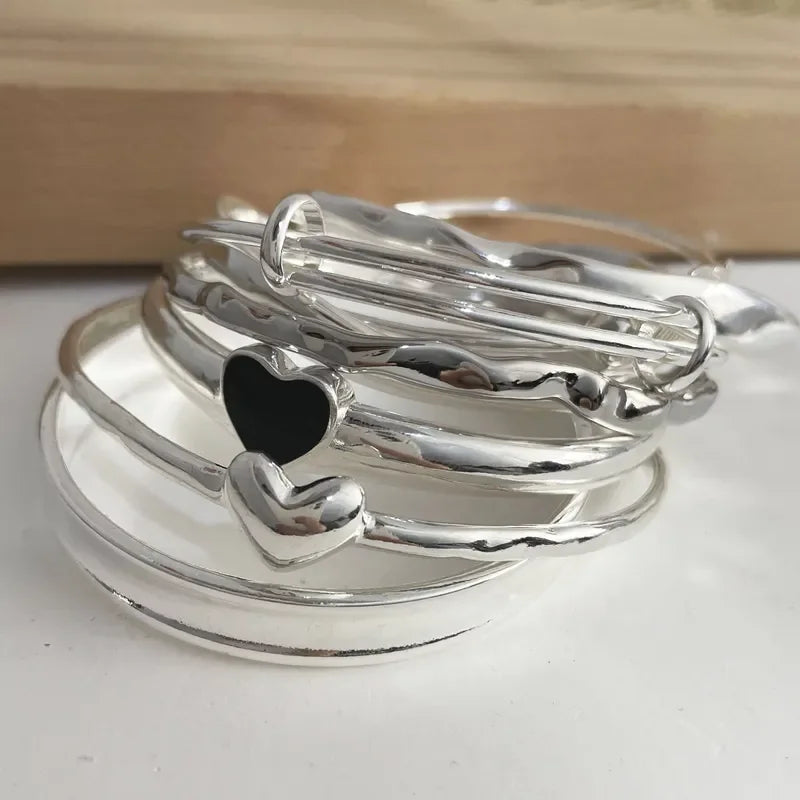 100% Solid 925 Sterling Silver Metal Bracelet for Women Men Vintage Handmade Simple Birthday Gift S-B451