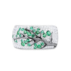 S925 Silver Plated Plum Blossom Ring for Women Classic Stainless Steel Diamond Inlay Oil Drawing Lady's Jewelry Size 6-11