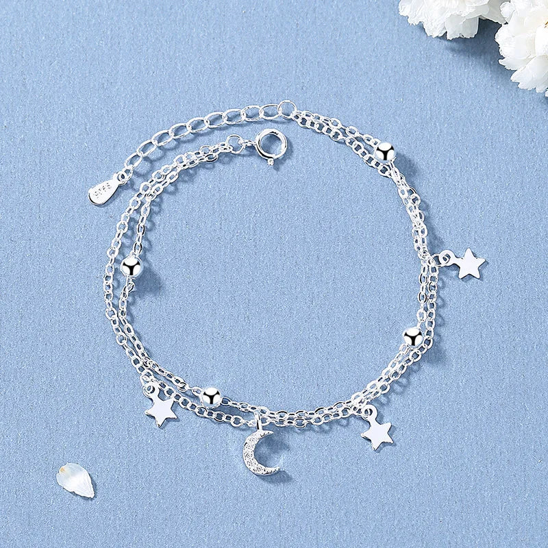 925 Sterling Silver Bracelet Rose Flower Linked Vintage Punk Adjustable Chain For Woman Girl Jewelry Gift Dropship Wholesale