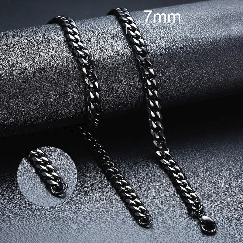Vnox Cuban Chain Necklace Basic Stainless Steel Curb Link Chain Chokers,Vintage Gold Color Solid Metal Collar