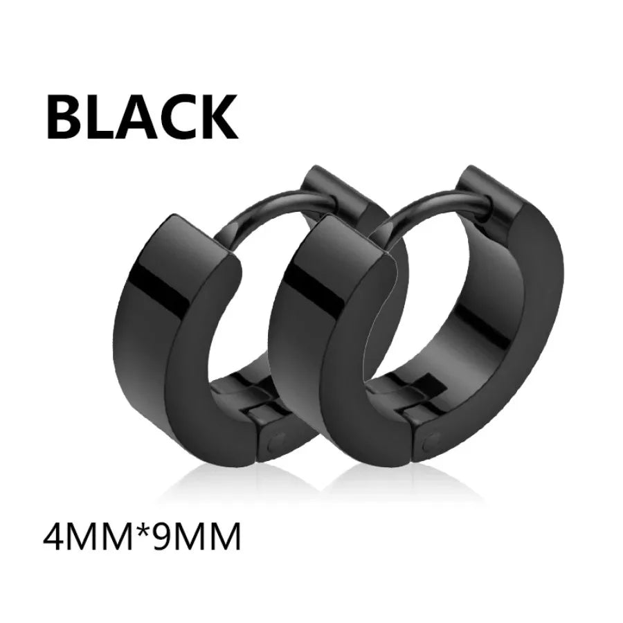 1/5 Pairs Men Women Punk Rock Stainless Steel Huggie Ear Circle Earring Piercing Push-Back Ear Buckle Gothic Fashion Jewelry