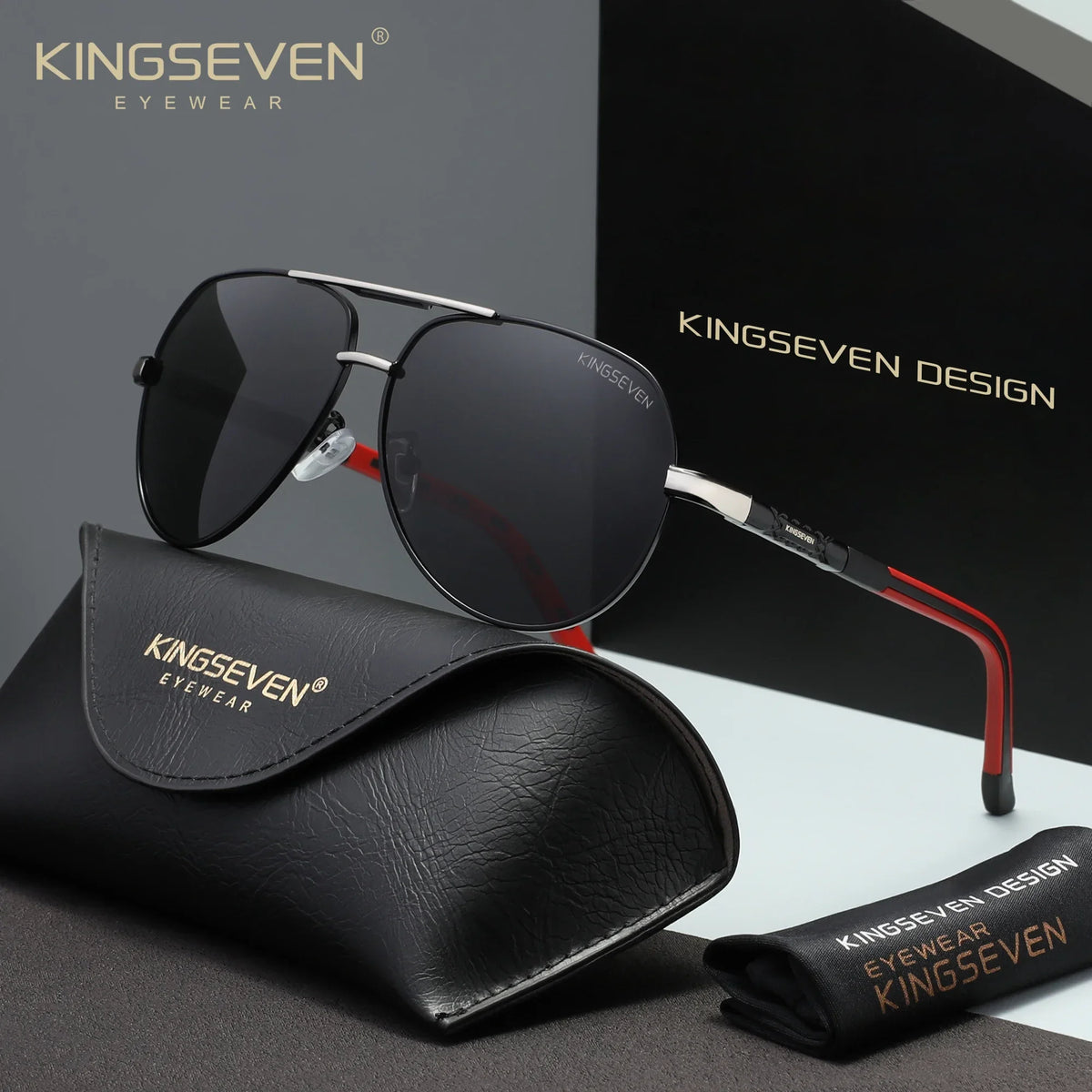KINGSEVEN New Fashion Pilot Frame Sunglasses Unisex Classic Outdoor Sports Summer Glasses Polarized UV400 Driving Shades Eyewear