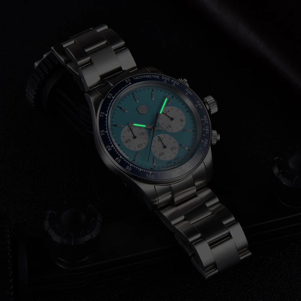 Rollstimi 2026 New Retro Blue Chronograph Luxury Quartz Watch For Men Stainless steel 100M Waterproof Watch Men Japan VK63 Movt mbzr