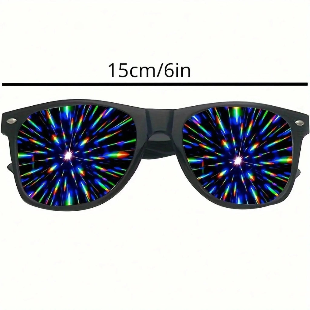 Prism Diffraction Glasses – Black Frame Light Refraction Lenses, Rave & Party Sunglasses for Concerts, Disco & Casual Wear, No Prescription Needed, Durable Fun Eyewear mbzr