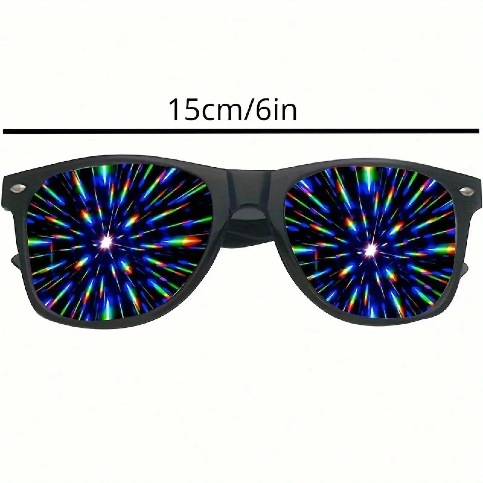 Prism Diffraction Glasses – Black Frame Light Refraction Lenses, Rave & Party Sunglasses for Concerts, Disco & Casual Wear, No Prescription Needed, Durable Fun Eyewear mbzr