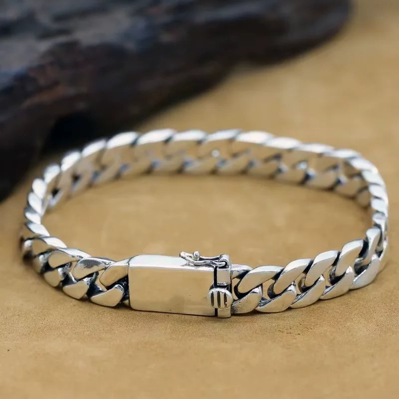 Silvery Plated High Quality Fashion Miami Cuban Chain Bracelet Men's Trend Charm Bracelet Casual Business Party Jewelry Gift