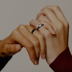 Vnox Romantic Heart CZ Stone Couple Wedding Rings for Women Men Black Color Stainless Steel Bands Engagement Jewelry  Love Gift
