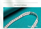 S925 Sterling Silver 6mm Flat Side Chain Bracelet 18-20cm Adjustable Lobster Clasp Anti-allergy Never Fade Minimalist Luxury Wedding Engagement Fine Jewelry Gift For Men Women