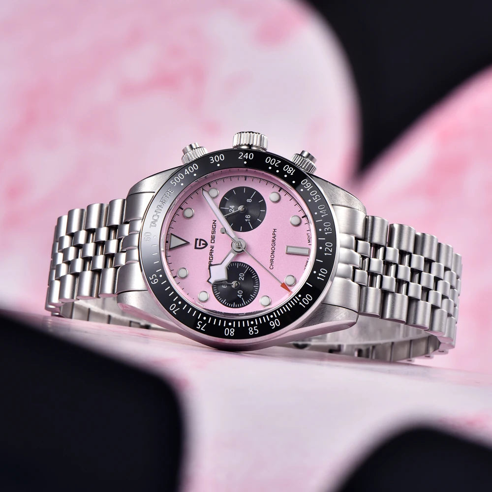 PAGANI DESIGN Men Watches New Pink BB Panda Dial Chronograph Fashion Luxury Quartz Watch For Men VK64 Movt Waterproof Watch 2026