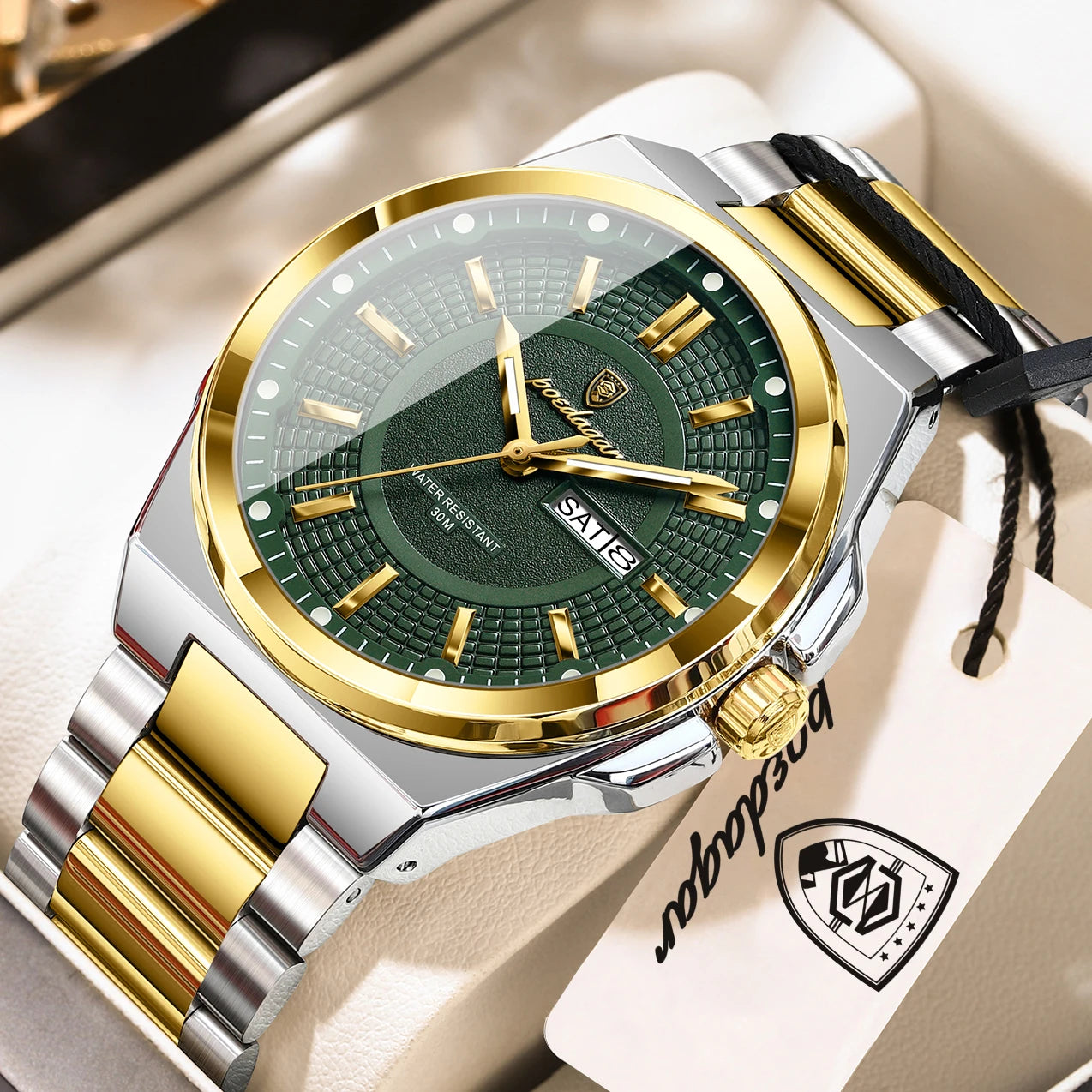 POEDAGAR Original Business Quartz Men Wristwatch High Quality Stainless Steel Waterproof Luminous Stylish Man Watch Date Week Fashion Casual Men's Watches