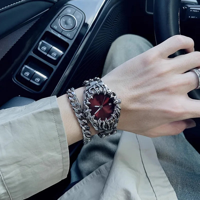 Fashion Heterosexual Men's Watch Claw Shape Table Alabaster Round Dial Retro Watches Y2K Unique Shaped Senior Ins Niche Men's Quartz Watch