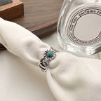 Elegant Double Circle Geometric Ring Gold Tone Stainless Steel Women Finger Ring Daily Wear Accessories