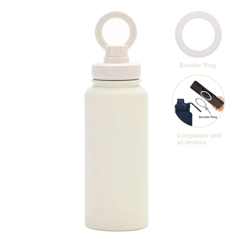 Insulated Sports Bottle 32Oz Stainless Steel with Magnetic Phone Holder, Thermos Mug for Outdoor mbzr
