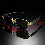 New classic retro square frameless small frame trendy daily casual wear sunglasses, metal frame + PC lenses, unisex street sunglasses, simple and advanced sense, light and no nose pressure, showing a small face artifact