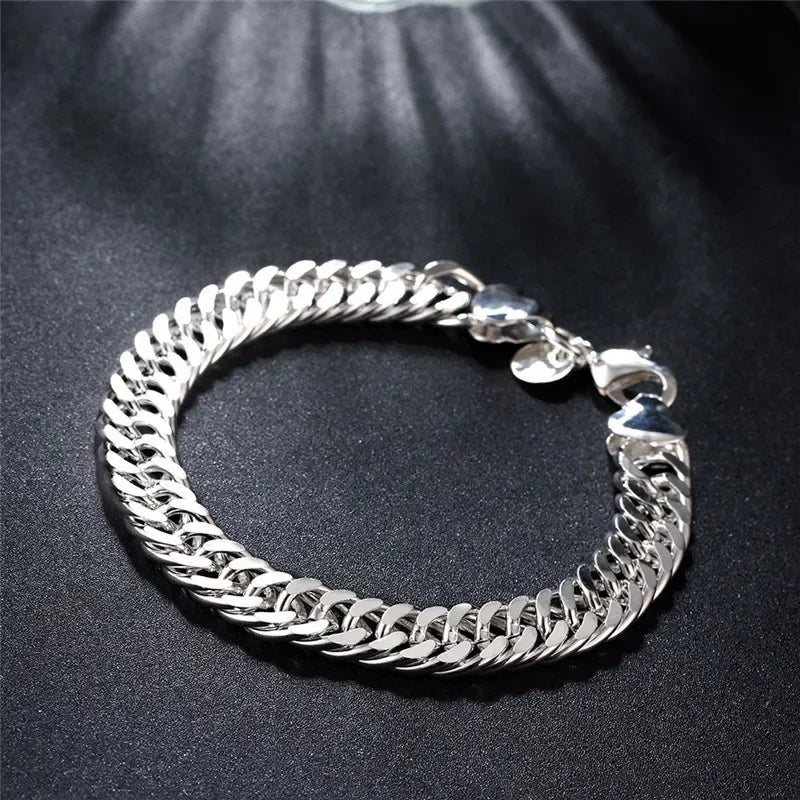 Fine 925 Sterling Silver Noble Nice Chain Solid Bracelet for Women Men Charms Party Gift Wedding Fashion Jewelry Hot Model mbzr