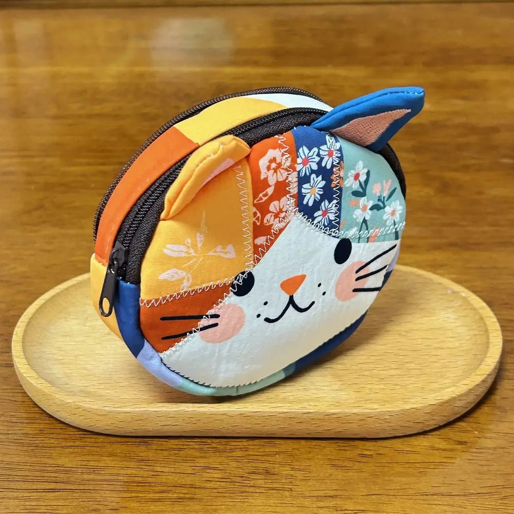 Waterproof Patchwork Coin Purse Cat Zipper Design Makeup Bag Travel Storage Bag Home Travel mbzr