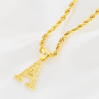 A-Z letter necklace, men's and women's gold-plated initials pendant rope chain, English letter jewelry Daily WearO mbzr