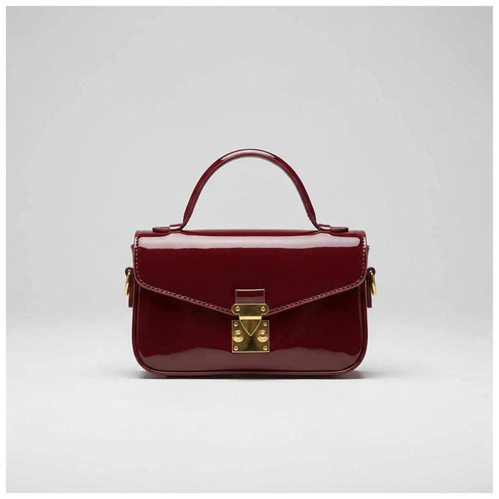 2026 Luxury Square Shoulder Bags for Women Trendy Patent Leather Small Flap Crossbody Bag Top-Handle Lock Buckle Handbag mbzr