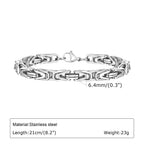 Vnox 6.4mm Byzantine Chain Bracelets for Men Boys Square Braided Link Bracelet Never Fade Stainless Steel New Masculine Style