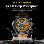 POEDAGAR Fashion Men Wristwatch Luminous Waterproof Leather Quartz Sports Men's Watches Date Chronograph Military Man Clock Gift mbzr