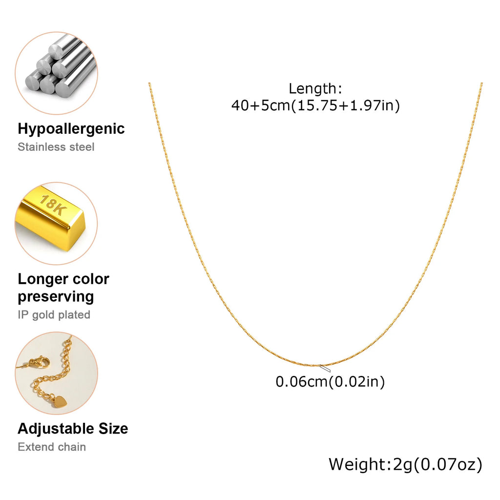 Vnox Simple Fashion Stainless Steel Chain Necklace For Women Girls Gold Plated Lightweight Choker Trendy Jewelry Party Gift