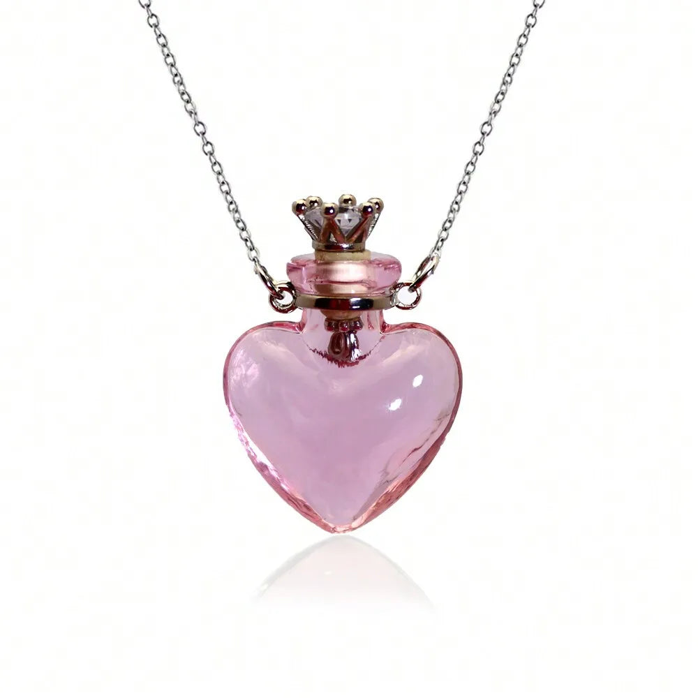 1pc Simple Colorful Glass Vial Pendant Necklace With Titanium Steel Chain, Suitable For Holding Perfume, Essential Oils, Pet Ashes - For Men & Women