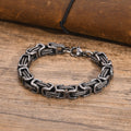Vnox 8mm Vintage Byzantine Bracelets for Men, Oxidized Bold Square Links Chain Wristband, Viking Punk Father's Day Gift to Dad
