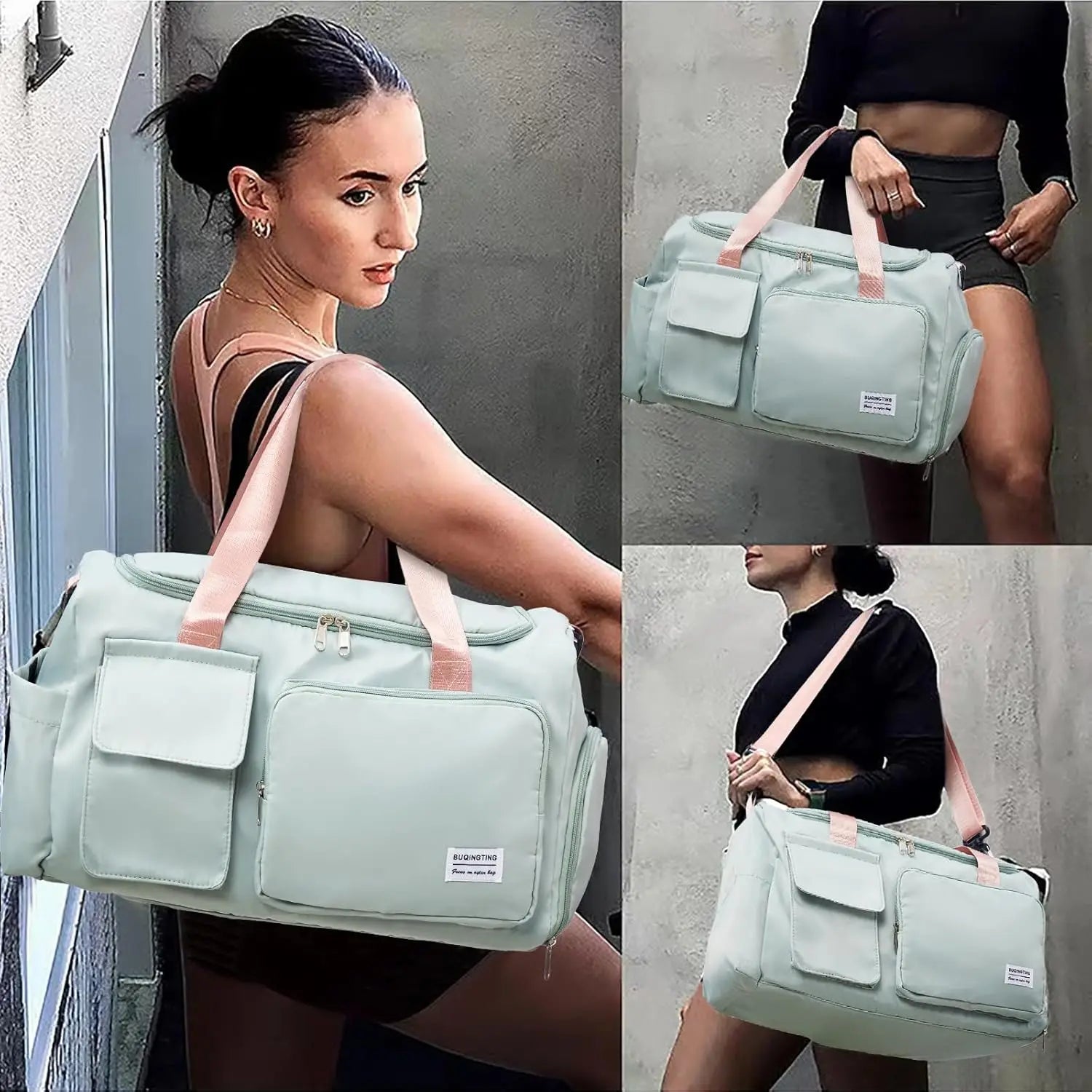 Small gym bag for women — travel duffle carry-on weekender with dedicated shoe compartment mbzr
