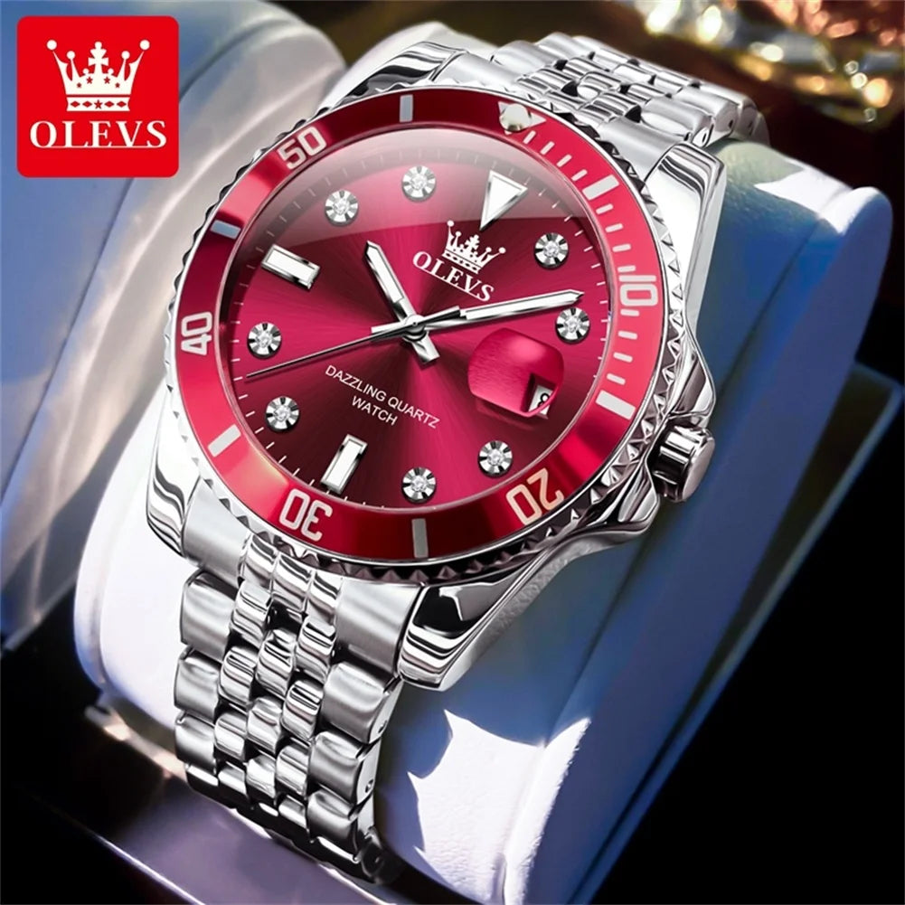 OLEVS 9809 Men's Watch Original Waterproof Automatic Date Rotation Ring Luxury Brand Diving Quartz Men's Watch Reloios Masculino mbzr