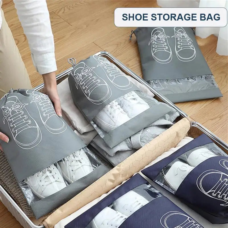 5/10pcs Shoes Storage Bag Closet Organizer Non Woven Travel Portable Bag Waterproof Pocket Clothing Classified Draw Hanging Bag mbzr