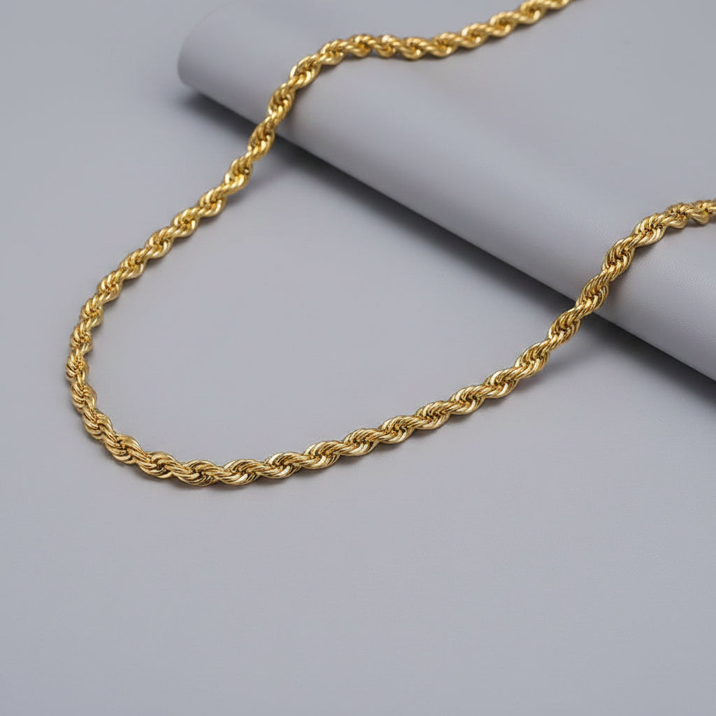 Vnox Dainty Gold Color Rope Chain Necklaces for Women Men,Chic Twisted Collar, Waterproof Stainless Steel Link 2/3/4/5mm Width