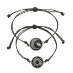 Adjustable Handmade Braided Rope Couple Bracelets Glow In The Dark Sun Moon Glass Bead Wrist Jewelry Casual Fashion Matching Accessories