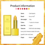 Glitter Shimmer Gold Lipstick Long Lasting Waterproof Cosmetic Gold Brick Tube mbzr