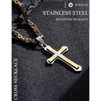 Black 14K Gold Plated Cross Necklace for Men Stainless Steel Byzantine Chain With Cross Pendant Necklace Mens Gifts 22-30Inch