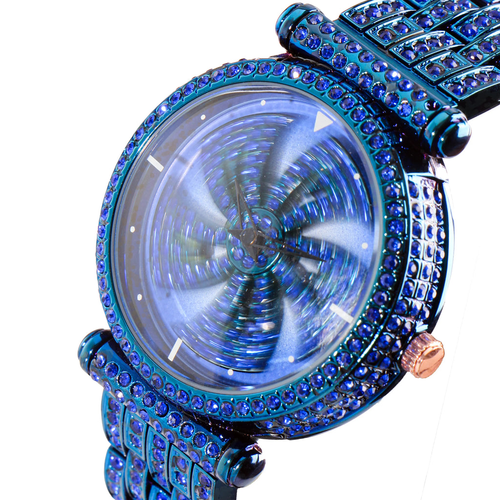 Ladies Rose Gold Rotating Dial Quartz Watch with Zircon, Stylish Luxury Design, Elegant and Fun, Perfect for Daily Wear mbzr