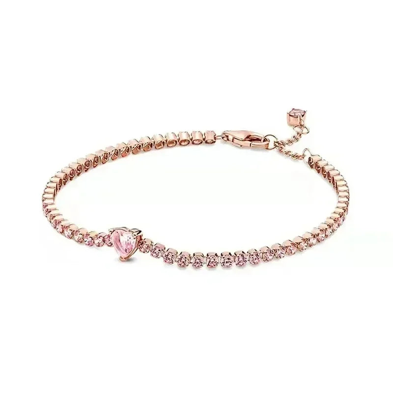Hot selling 925 Sterling Silver Exquisite Stars Heart-shaped All Zircon Tennis Bracelet Luxurious Charm Bracelet Surprise Gifts mbzr