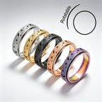 Unique Spinning Ring for Men - Rotating Moon and Star Design with Stainless Steel Ends