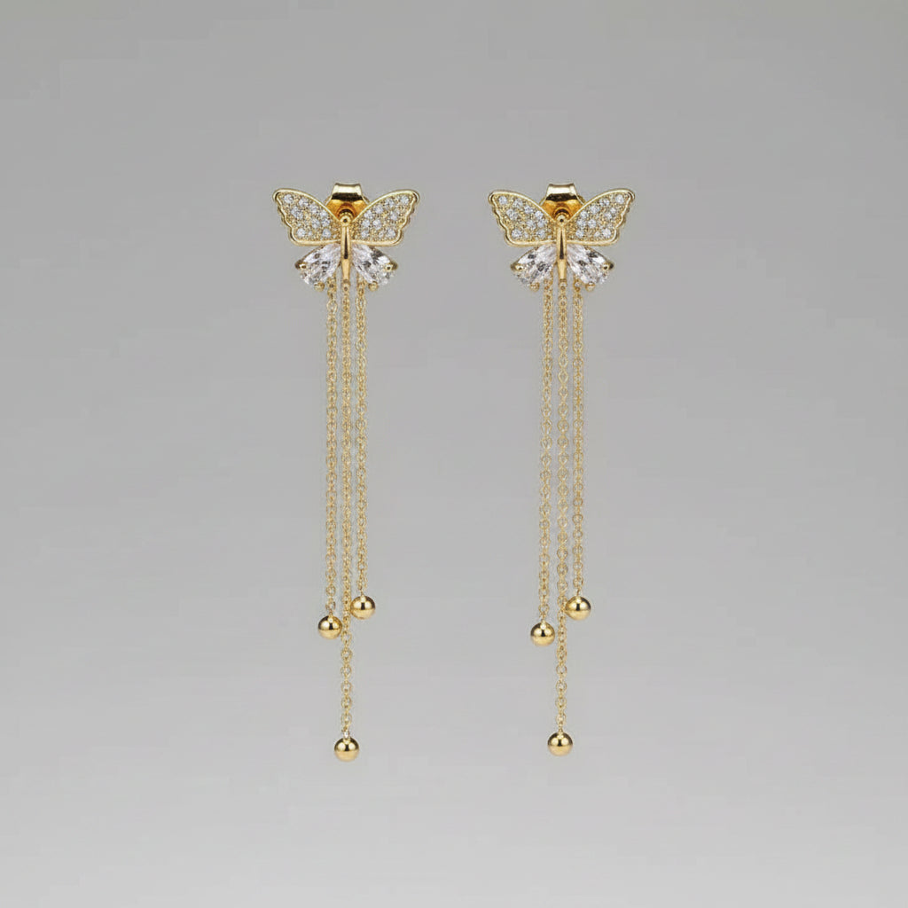 925 Silver Needle Blue Purple Butterfly Long Tassel Earrings For Women Jewelry 2026 Trending New Korean Crystal Drop Earrings mbzr